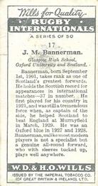 1929 Wills's Rugby Internationals #17 John Bannerman Back
